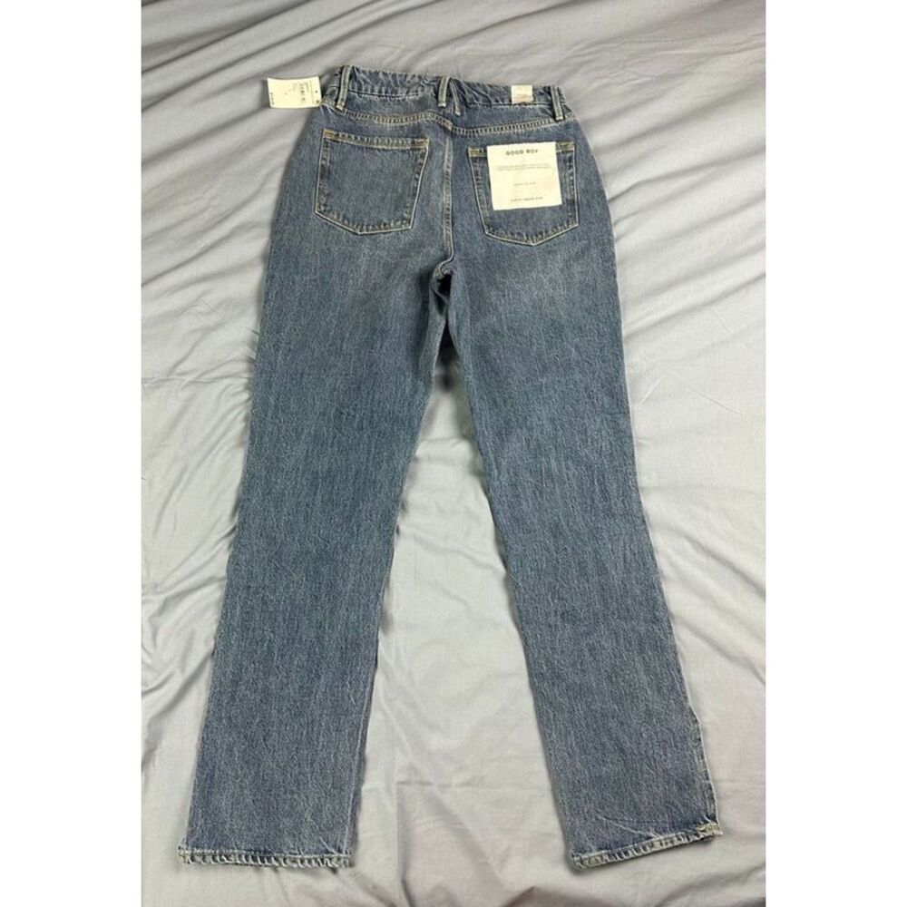 NWT Good American Good Boy High Rise Curvy Straight  Jeans Slit Hem Blue Sz 4/27 - Picture 2 of 8